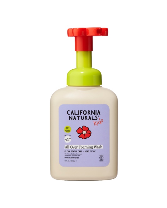 California Naturals Kids' all over foaming wash bottle with a red pump on a white background